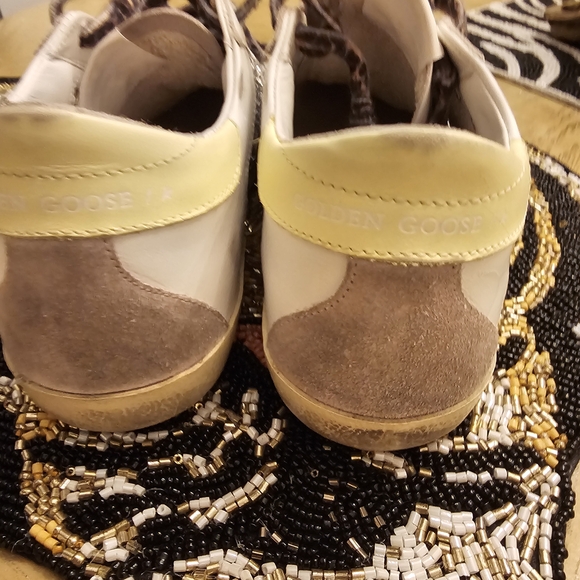 Golden Goose Glitter Star Sneakers in Cream and Gold - Picture 4 of 5